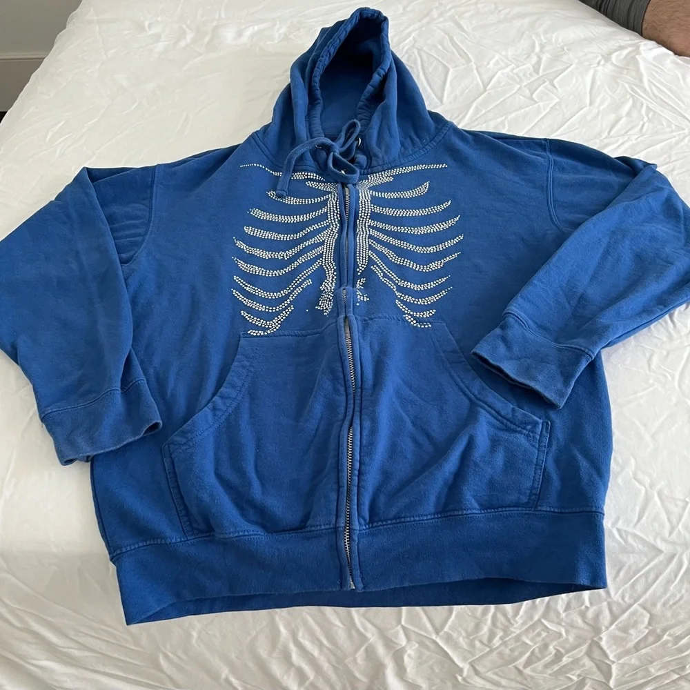 Bones Rhinestone Hoodie - Royal Blue - Picture 4 of 8